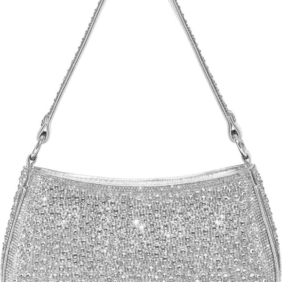 Elegant Women's Rhinestone Clutch with Adjustable Strap - Luxe Fashion Accessory - Picture 1 of 7